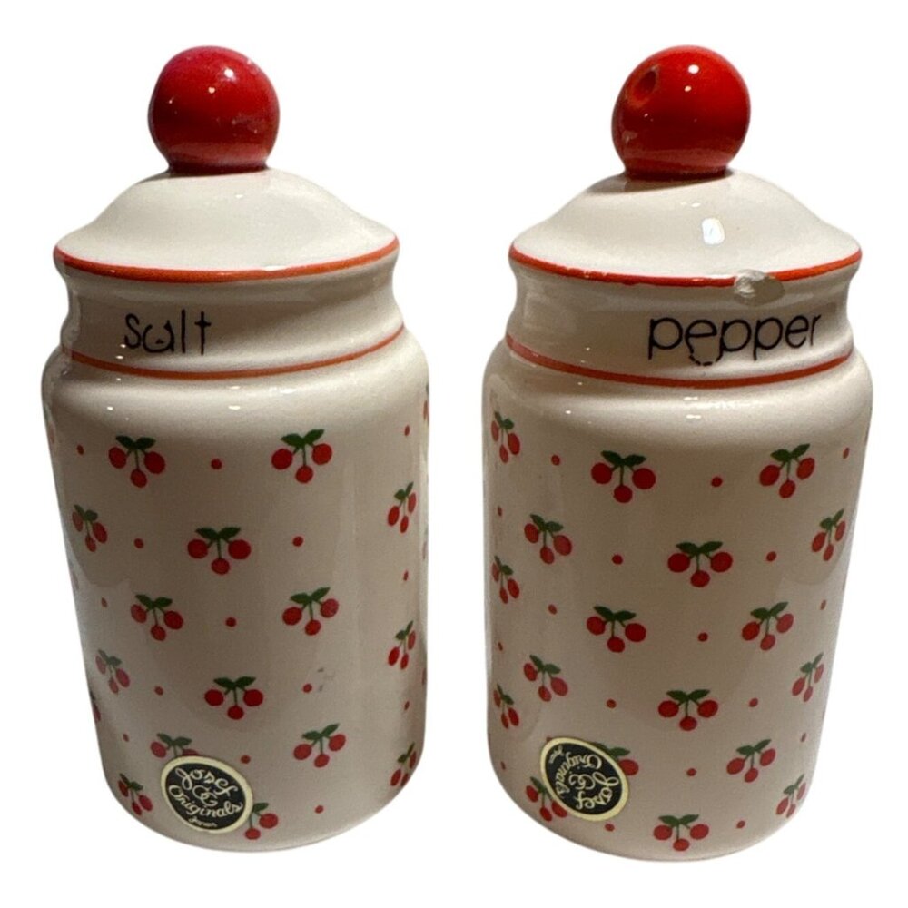 Josef Originals Salt & Pepper Shakers Ceramic Cherry Design Japan Vintage